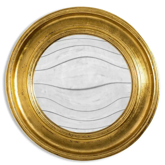 Large Gold Convex Glass Porthole Wall Mirror