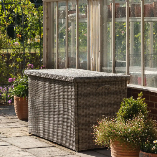Large Grey Woven PE Wicker Outdoor Storage Box 6