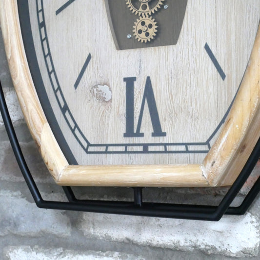 Large Oval Pocket Watch Cogs Wall Clock 1