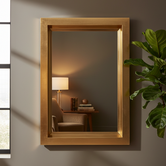 Large Rectangular Gold Leaf Wall Mirror