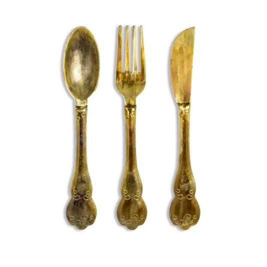Large Gold Knife, Fork & Spoon Wall Decoration