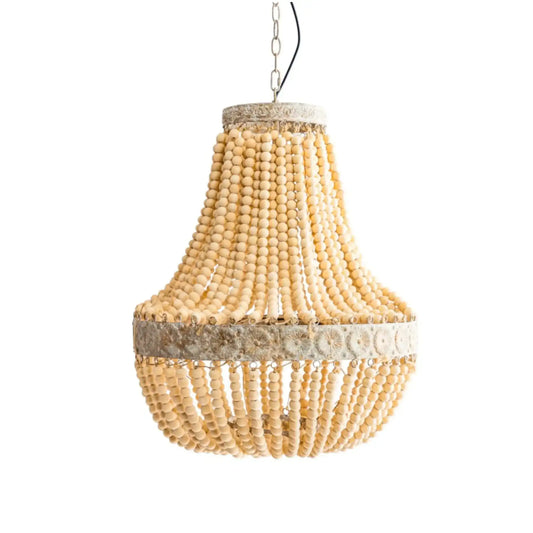 Large Old White Beaded Vintage Style Pendant Light