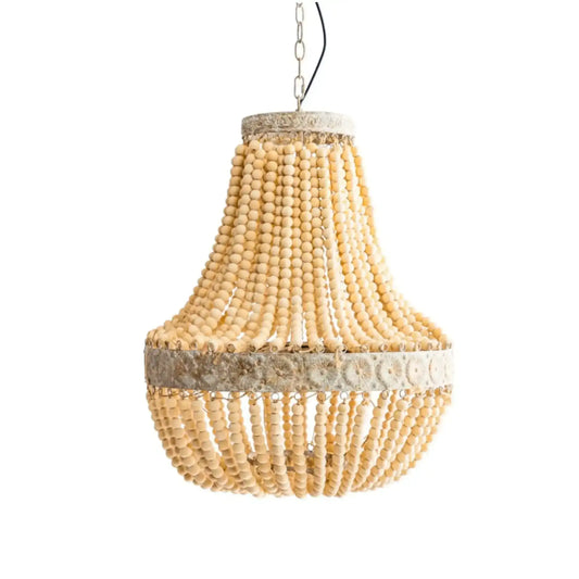 Large Old White Beaded Vintage Style Pendant Light