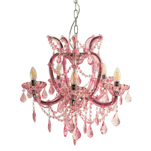 Large Pink 5 Branch Murano Chandelier