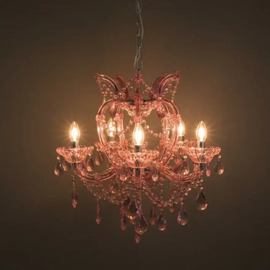 Large Pink 5 Branch Murano Chandelier
