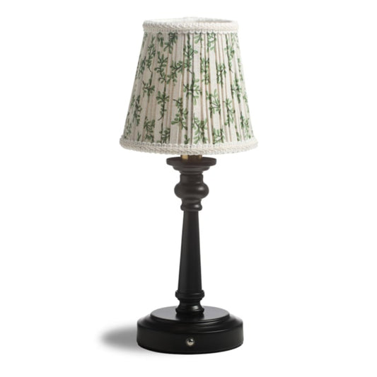Small Rechargeable Table Lamp with Floral Pleated Shade