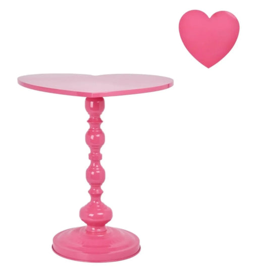 Metal Pink Heart Side Table