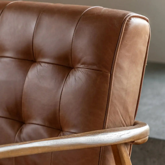 Mid Century Modern Vintage Brown Leather Arm Chair FARTHING