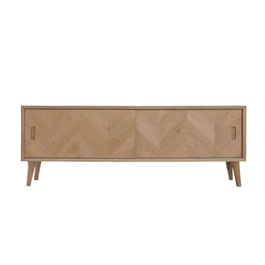Oak Chevron Fronted 2 Door Media Unit FARTHING 2