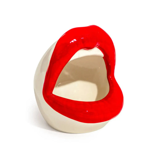 Open Mouth Red Lips Storage Jar / Salt Pig