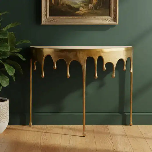 OvalMetalGoldDripConsoleTable 1