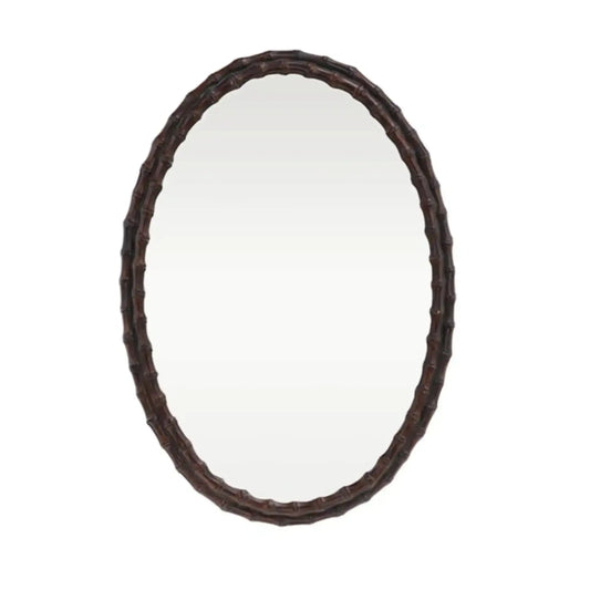 Oval Bamboo Style Wall Mirror