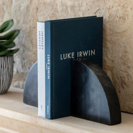 Pair of Dark Marble Bookends