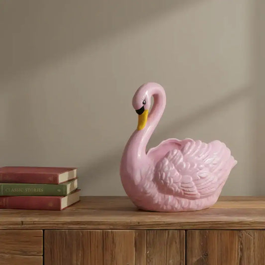 Pink Swan Display Bowl / Planter