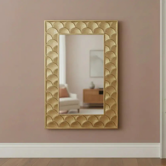 RectangularAntiqueGoldScallopWallMirror