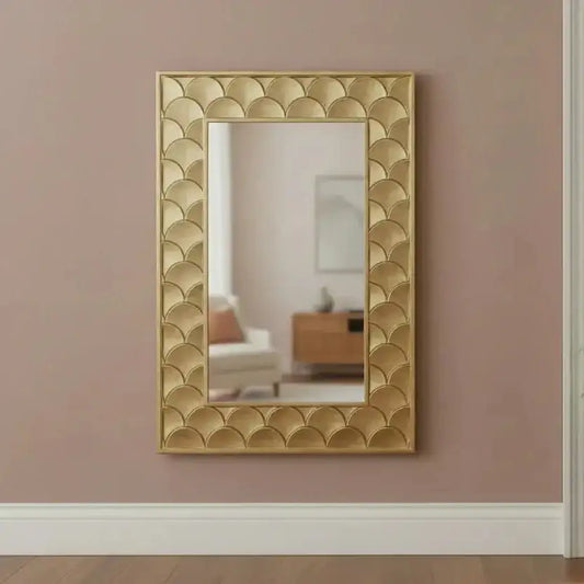 RectangularAntiqueGoldScallopWallMirror