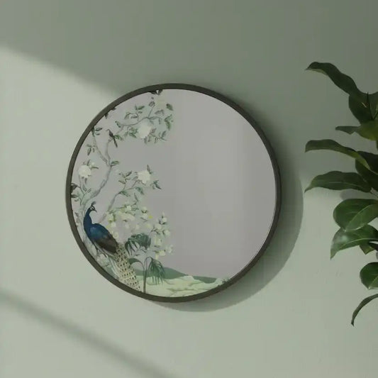Round Decorative Peacock Wall Mirror
