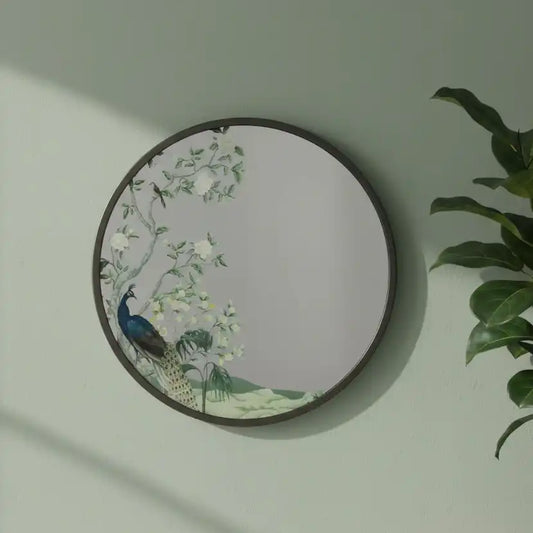 Round Decorative Peacock Wall Mirror