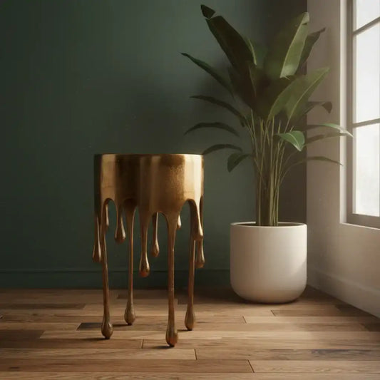 gold drip side table