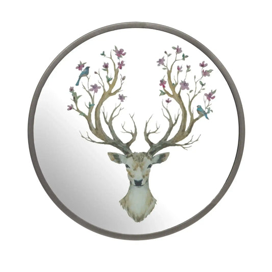 Round Decorative Stag Wall Mirror