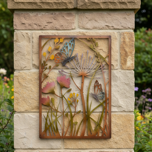 RusticMetalButterlyMeadowWallArt