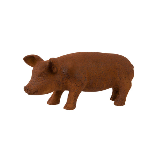Brown pig figurine on a white background