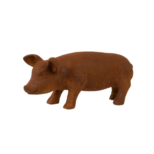 Brown pig figurine on a white background