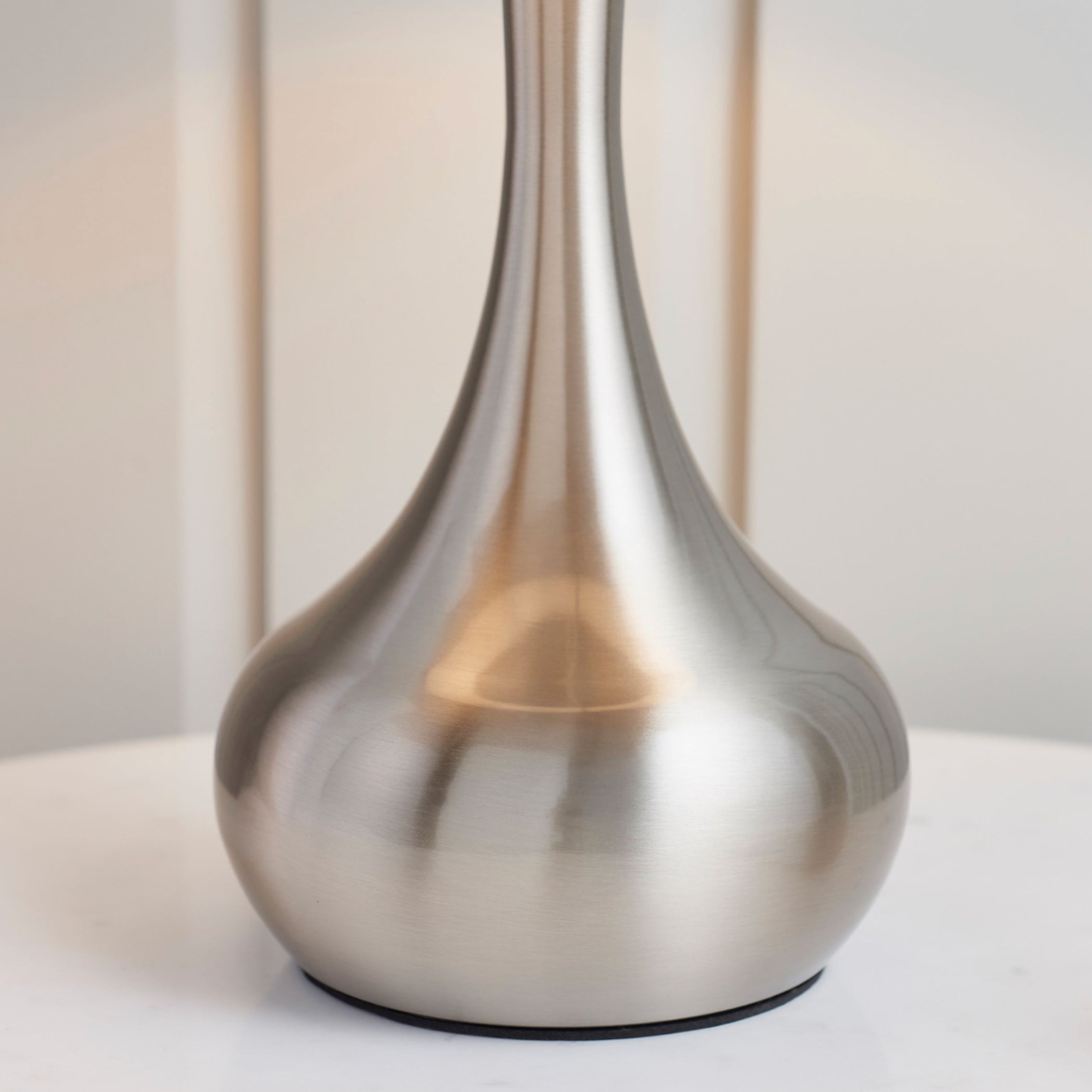Satin Nickel Table Lamp & Grey Shade 1