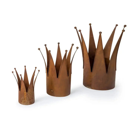 Set of 3 Rusty Crown Planters