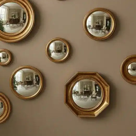 Setof12AntiqueBlackConvexFramedMirrors