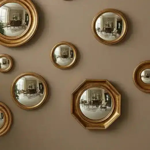 Setof12AntiqueBlackConvexFramedMirrors