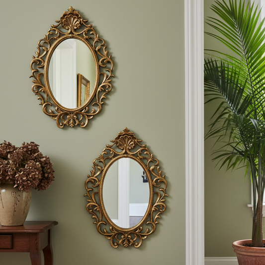 Set of 2 Vintage Gold Ornate Mirrors