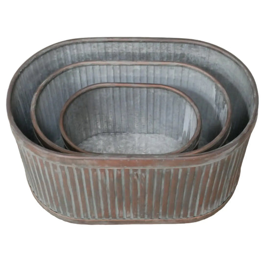 Set of 3 Copper Tone Fluted Planters 1