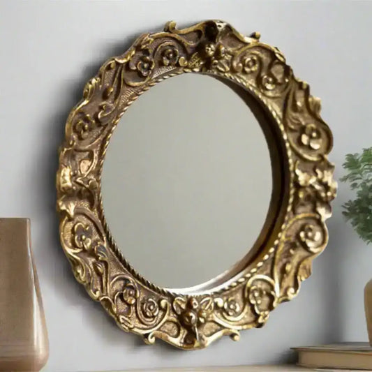 Set of 9 Sunburst Antique Gold Framed Mirrors