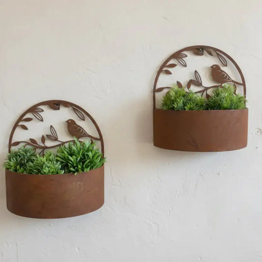 Set of Two Rustic Metal Decorative Frame Wall Planters 1