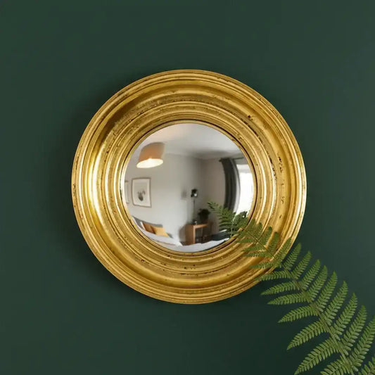 Small Gold Convex Glass Porthole Wall Mirror