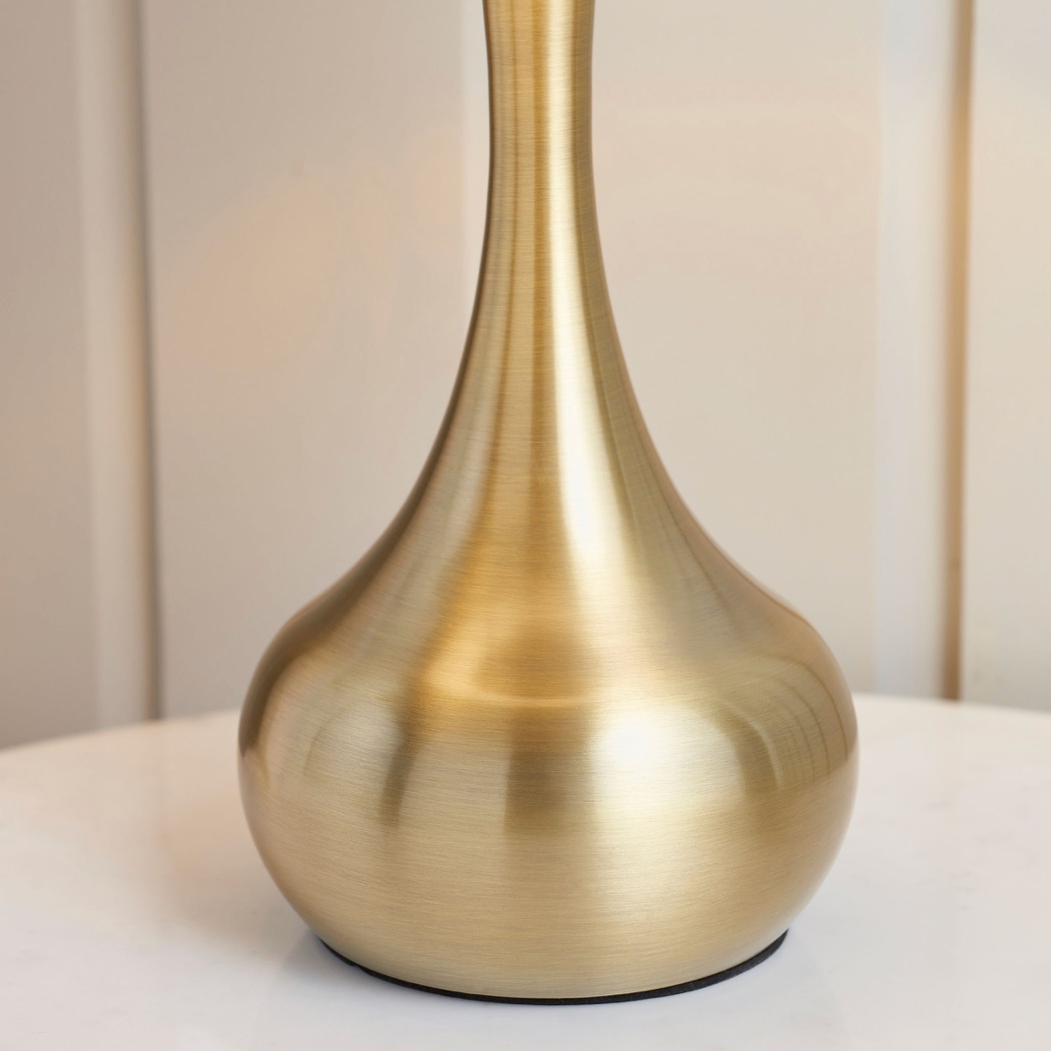 Soft Brass Metal Table Lamp & Taupe Shade