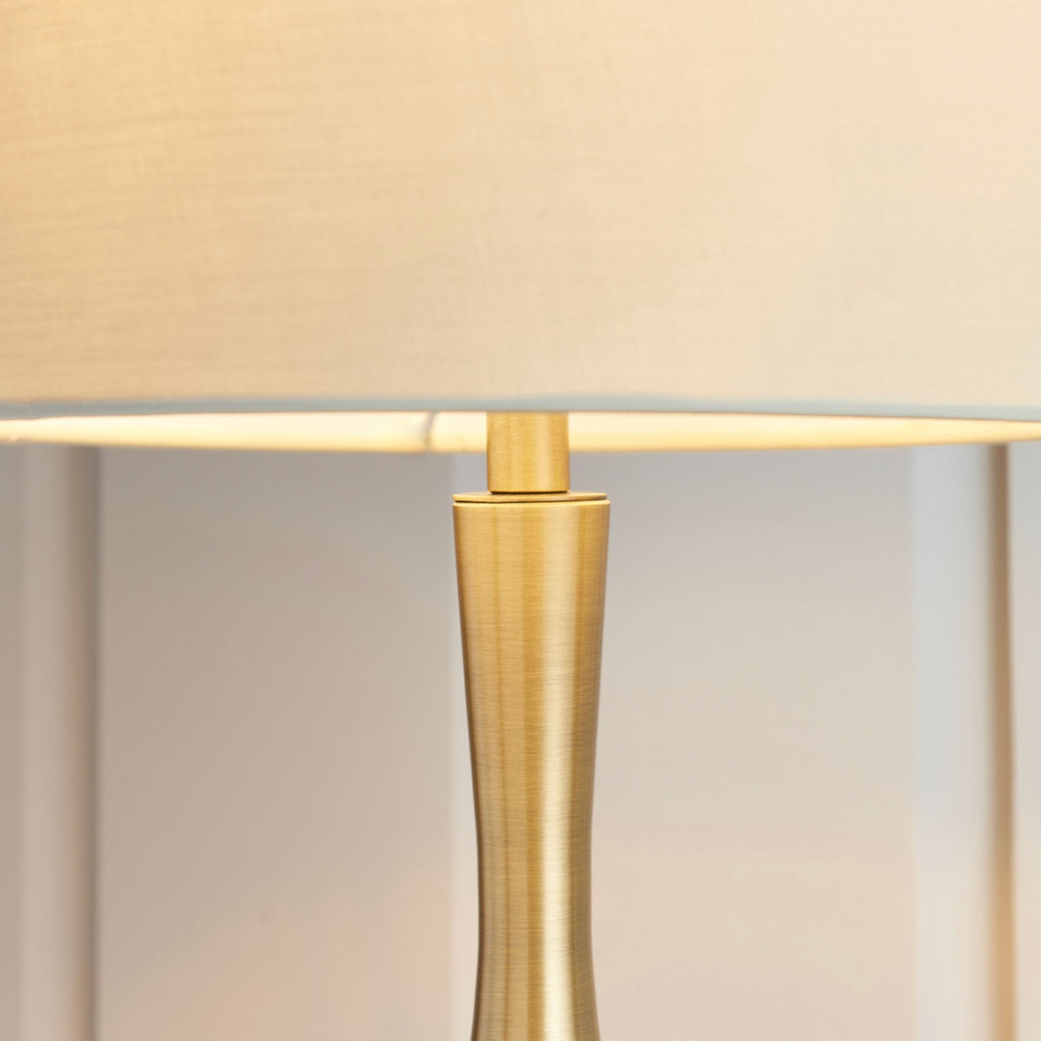 Soft Brass Metal Table Lamp & Taupe Shade 1