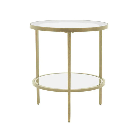 Soft Gold Glass and Mirror Display Side Table FARTHING