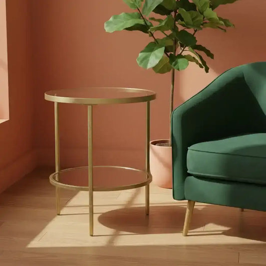 SoftGoldGlassandMirrorDisplaySideTable7