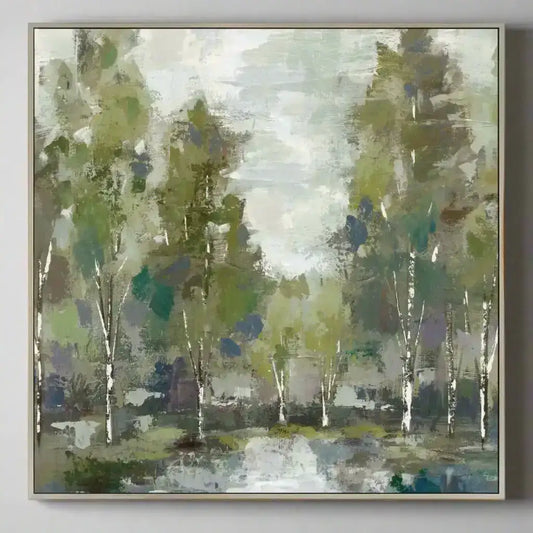 Square Flourishing Woodland Framed Canvas 1