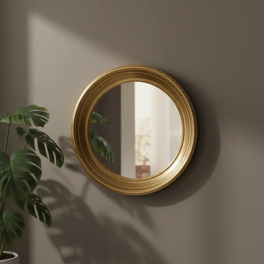 Stunning Gold Edged Round Wall Mirror 44