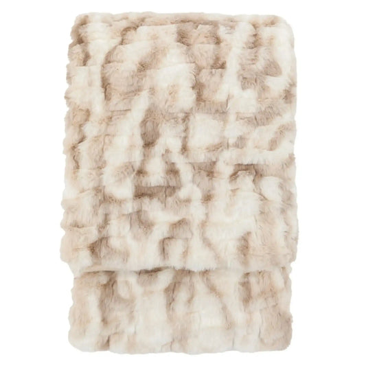 Beige and brown textured blanket on a white background