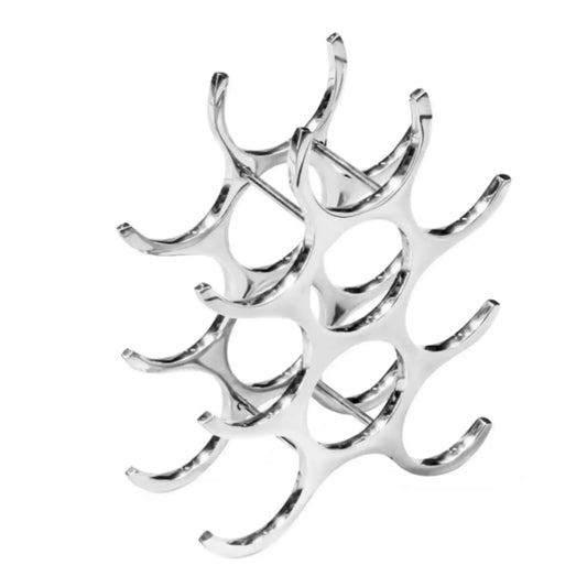 Silver wine rack on a white background