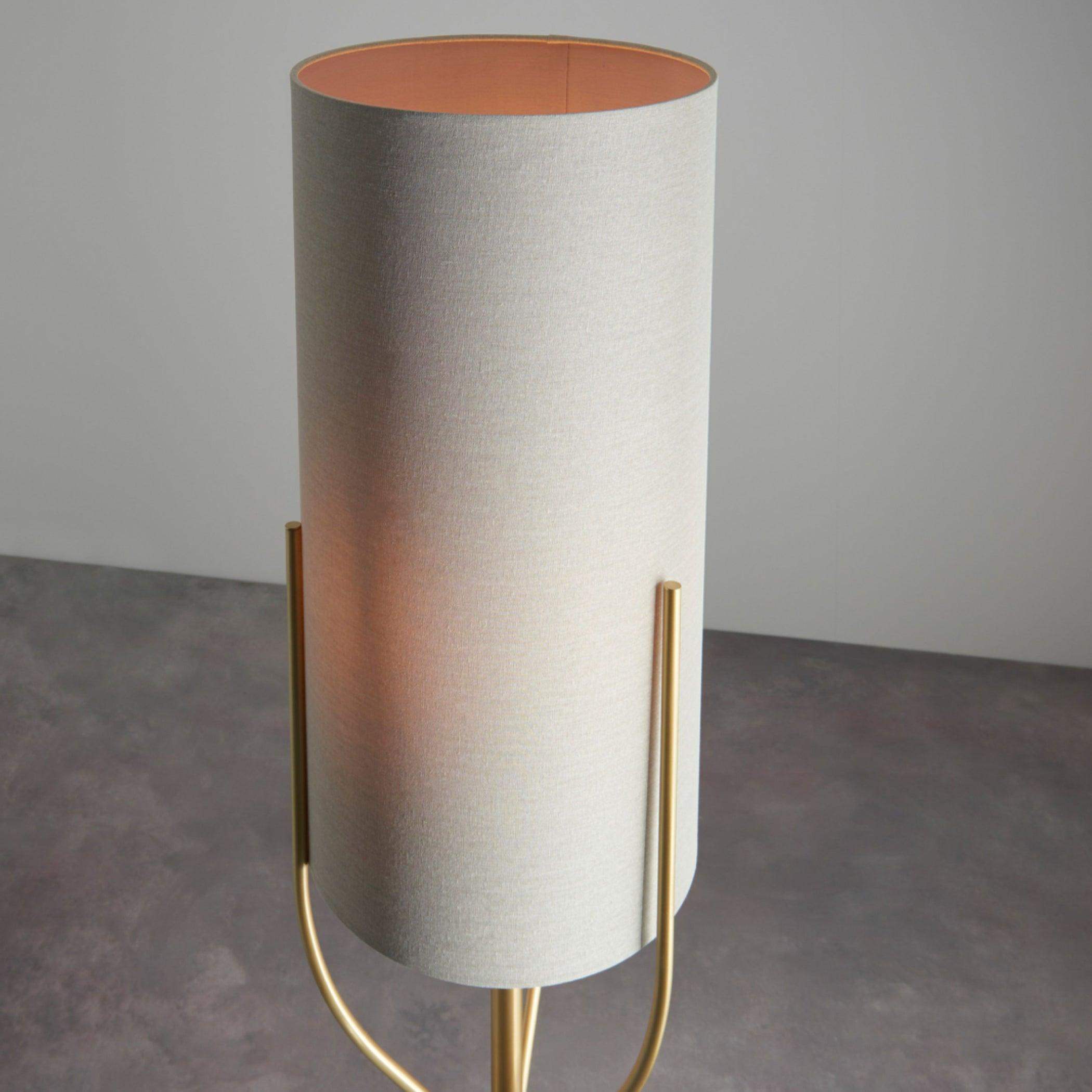 Tall Brushed Gold Kersey Floor Lamp & Shade 1