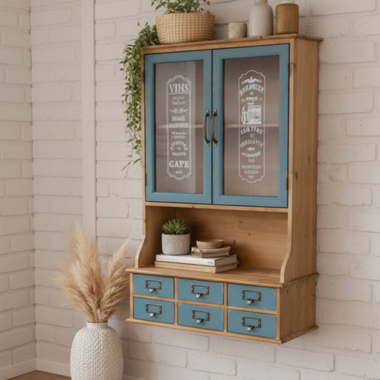 Tall Distressed Parisian Wood Wall Unit