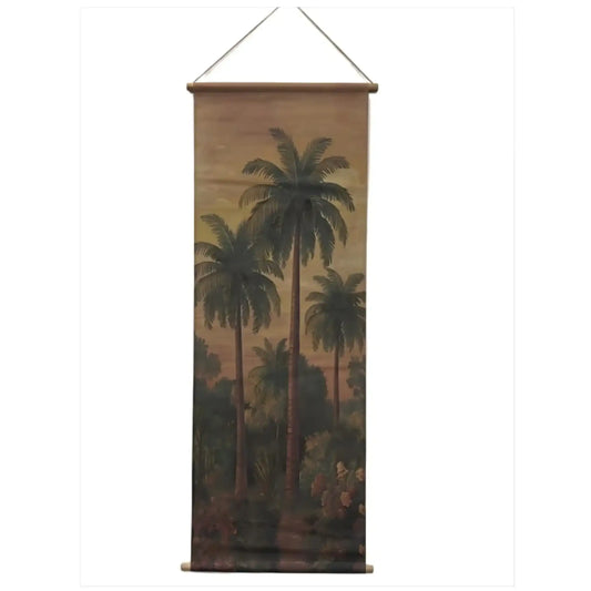 Roll-up banner with palm tree design on a white background