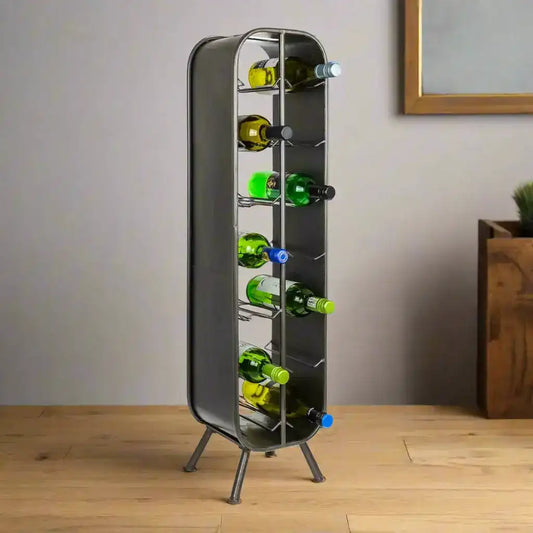 Wine rack with bottles on a white background