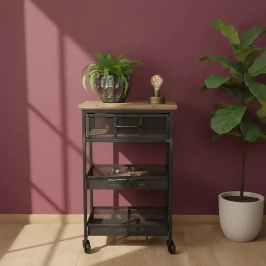 Tall Mesh Drawer Industrial Inspired Side Table