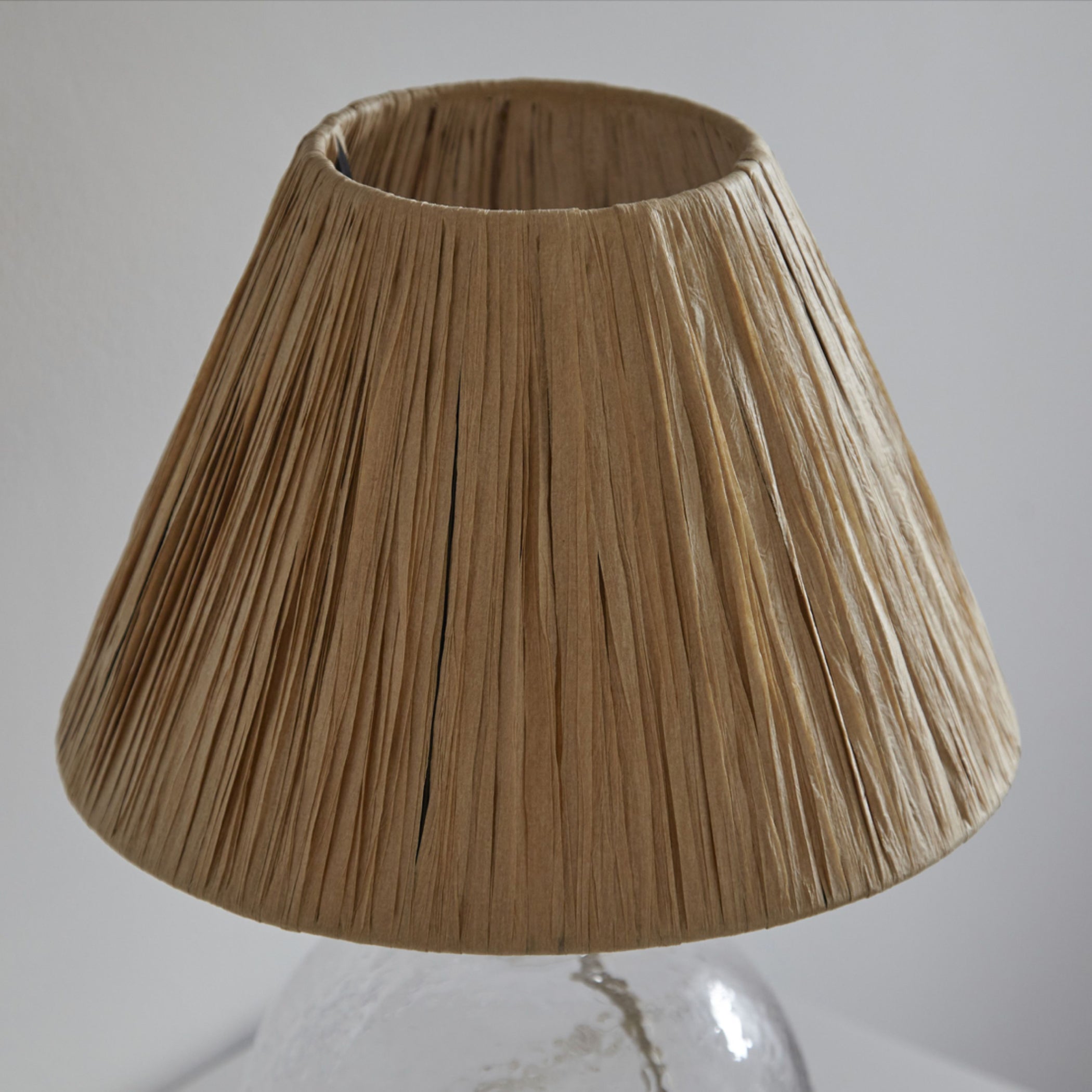 Textured Effect Glass Table Lamp & Raffia Shade 3